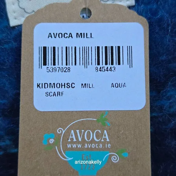 NWT Kid Mohair Scarf Blue Avoca Tweed - Picture 3 of 16